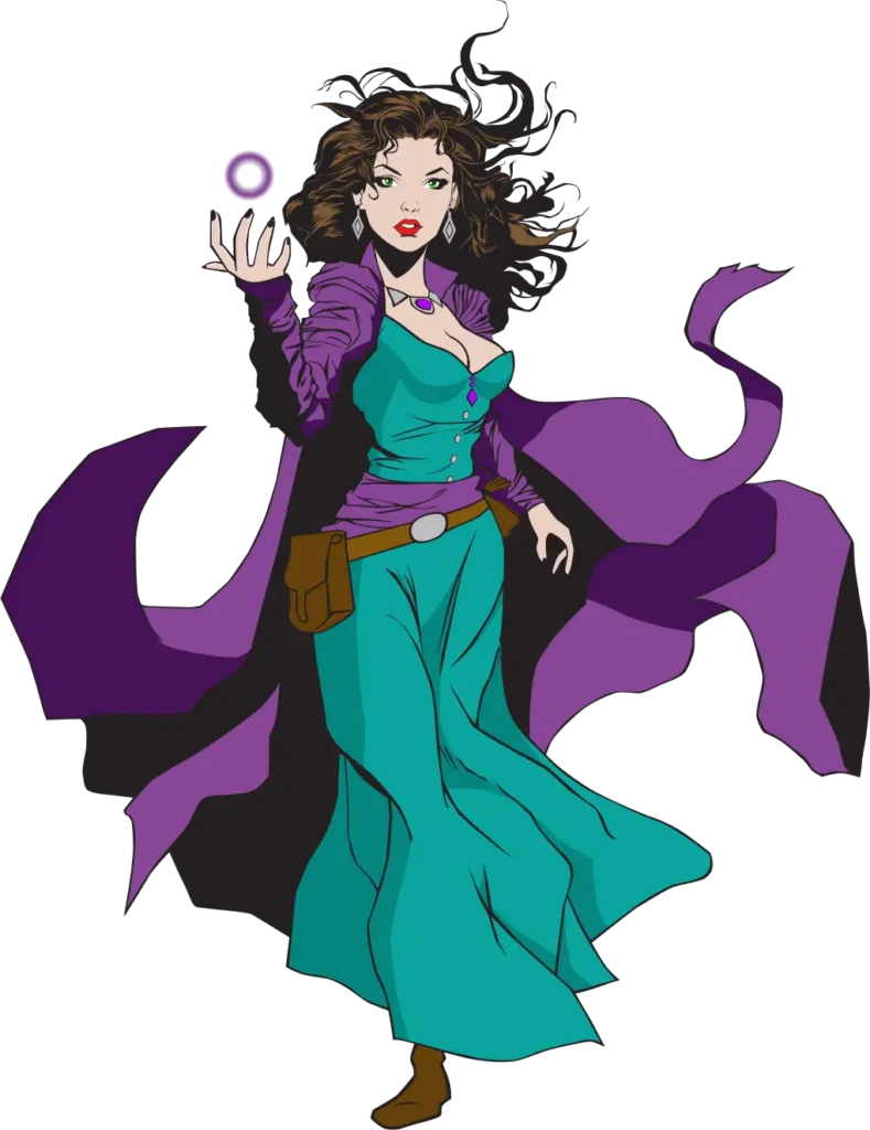 Female wizard holding a spell