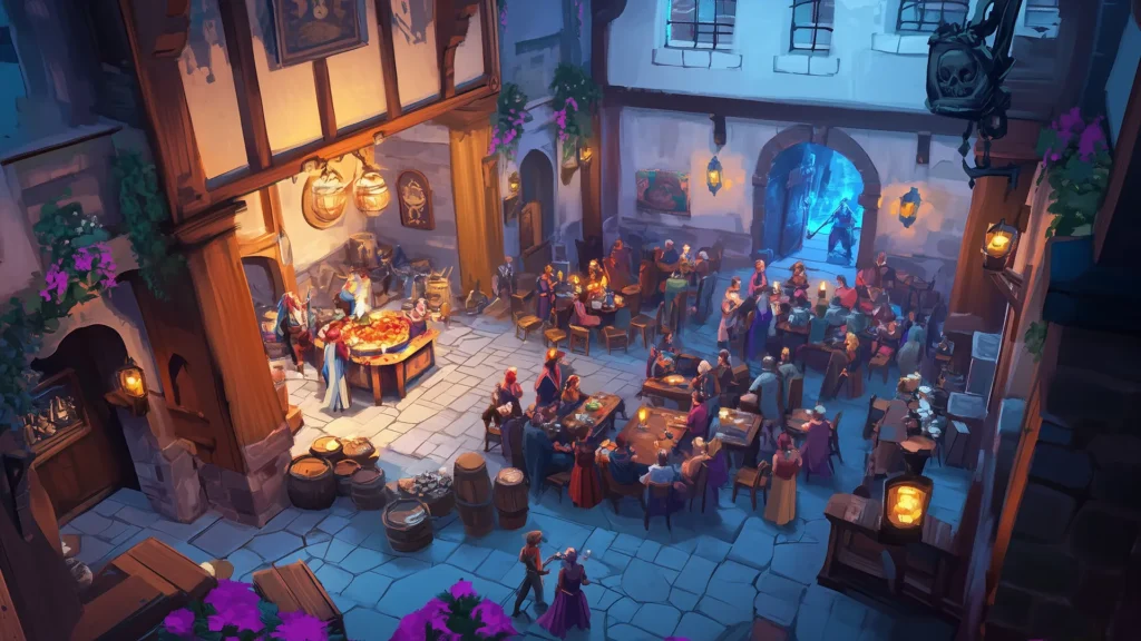 Fantasy tavern setting.