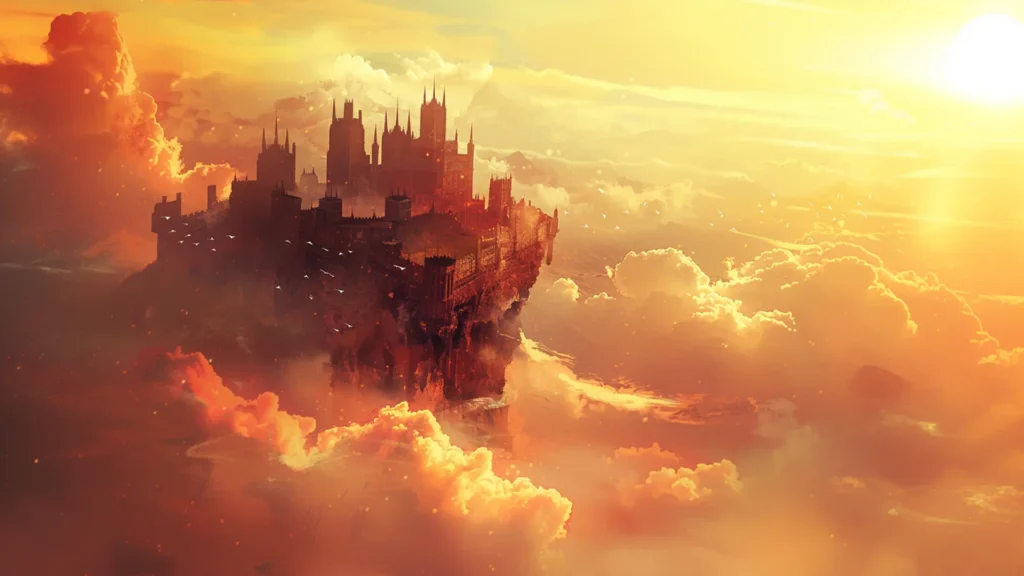 Floating fortress among the clouds.